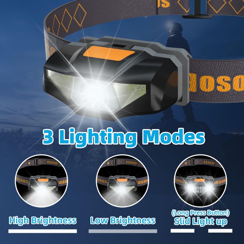 COSOOS Mini LED Headlamp Flashlight with Carrying Case, 1.6oz Lightweight Small Head Lamp Waterproof Running Headlamp, Bright Headlight for Adults, Kids, Camping, Reading (NO AA Battery) - Image 2